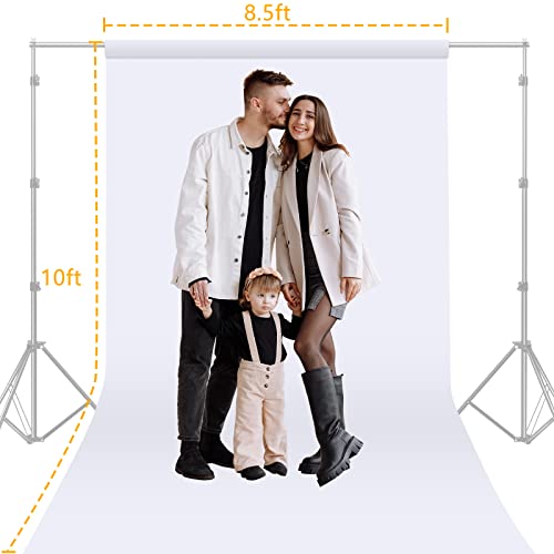 White Photography Backdrop - 8.5 X 10 Ft White Backdrops For Photography Professional Pure White Screen For Photoshoot For Video Record Portrait Photo Booth Studio With 4 Clamps #TOP1