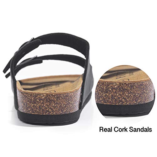 Image of FITORY Mens Sandals, Arch Support Slides with Adjustable Buckle Straps and Cork Footbed Size 7-14.5