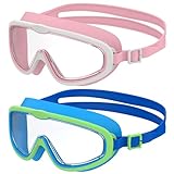 Seaflar 2 Pcs Kinder Schwimmbrille mit Großrahmen, Klare Sicht Anti-Beschlag Taucherbrille, UV-Schutz, Schnellverstellung, Silikon-Dichtring, Unisex Schwimmbrille für Kinder & Jugendliche von 3-14