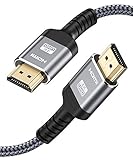 hdmi 1 meter [High Speed HDMI Kabel 18Gbps] Die branchenübliche Bandbreite von 18bps ermöglicht uneingeschränktes Video in 4K/1440p und HD 1080p. Genießen Sie mit diesem 4K HDMI Kabel beispiellose Videoqualität, gestochen scharfen und präzisen Sound sowie eine pufferfreie Ethernet-Verbindung. Kein Bildschirmflimmern, kein schwarzer Bildschirm, keine Schneeflocken und kein Bildausfall, Sie können problemlos fernsehen, Filme ansehen und Spiele spielen und das Fest der audiovisuellen Medien genießen.