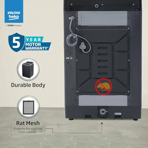 Image of Voltas 10 Kg, 5-Star, Fully Automatic Top Load Washing Machine (WTL1006UEAH / DPB0HD, Dark Grey)