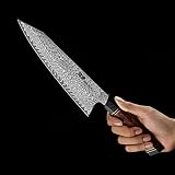 Nóż Dellinger Kiritsuke CHEF – nóż kucharski z japońskiej stali VG-10 i 67 warstw stali damasceńskiej z ergonomicznym uchwytem, ostrze 215 mm