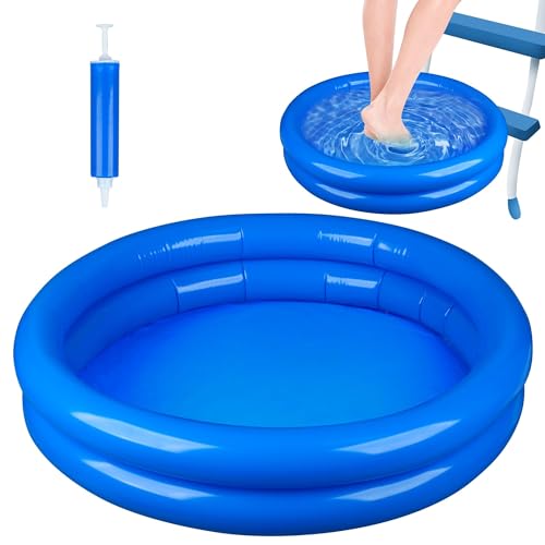 2 Pack Inflatable Pool Foot Bath Basin Swimming Pool Foot Soaking Wash Basin Tub Feet Bath Tray with Pump for Pools Entry Ladder Portable Above Ground Pools Accessories
