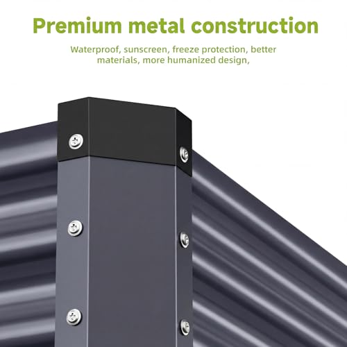 Rujkodvh 2PCS 6x2x1 FT Rectangle Metal Raised Garden Bed Kit, Elevated Garden Planter Box Outdoor, Large Planters for Outdoor Plants, Flower, Vegetables, Fruit, Herbs (Dark Gray) — view 3