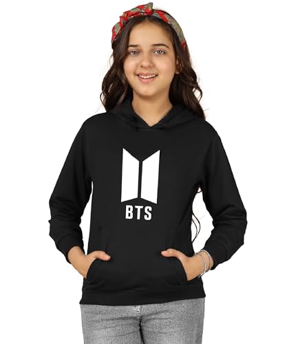 Image of KYDA KIDS Girls Cotton Hooded Sweatshirt | Regular Fit Full Sleeves Winter Wear Hoodies