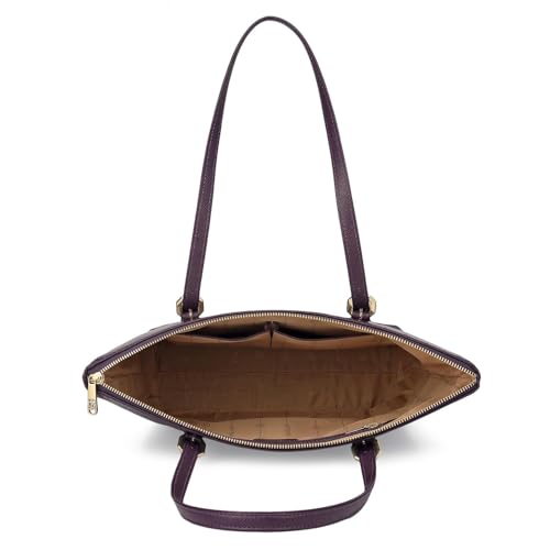 Image of Da Milano Leather Purple Tote Bag for Women (0388OL)
