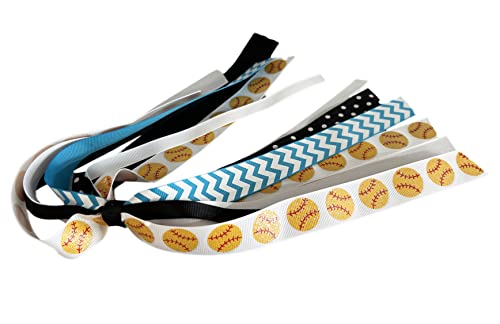 Baseball Ponytail Bow For Girls, Glitter Hair Tie Ribbons, Red And White Or Match Team Colors, Softball Soccer Volleyball #TOP2