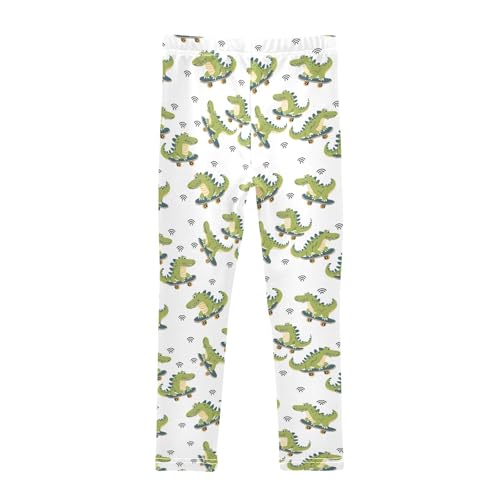 Cartoon Crocodile Girls Leggings Kids Yoga Pants Athletic Tights Pants 4-10 Years2
