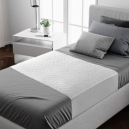 Lynmark Waterproof Bed Protector with Tuck-In Flaps - Washable Bedwetting & Incontinence Sheets Absorb Up to 2L - Leak-Proof OEKO-Tex Certified Cotton Mattress Pad for Single Bed - 90x85cm White