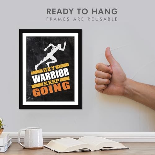 Image of Chaka Chaundh Inspirational Wall Art for Office Quotes - HEY! WARRIOR KEEP GOING Motivational Modern Office Decor Framed Art poster Wall Decor for Student & Entrepreneur - (14 X 11 Inches)