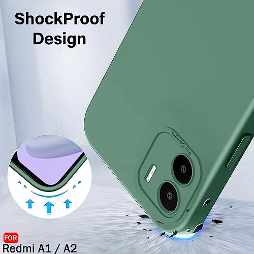 Image of TheGiftKart Liquid Silicon Back Cover Case for Mi Redmi A1 / A2 | Stylish Camera Protection Module | Micro-Fibre Lining Inside | Shockproof Back Cover Case for Mi Redmi A1 / A2 (Silicone, Green)