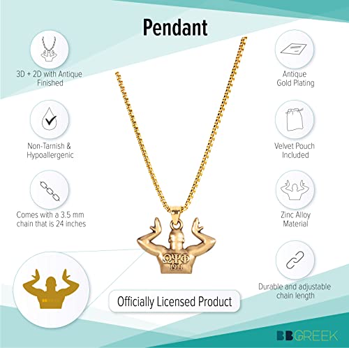 Bad Bananas BBGreek Omega Psi Phi Paraphernalia - Official Vendor - Dog Tag Pendant Necklace - 24 Inch Box Chain - Collection3