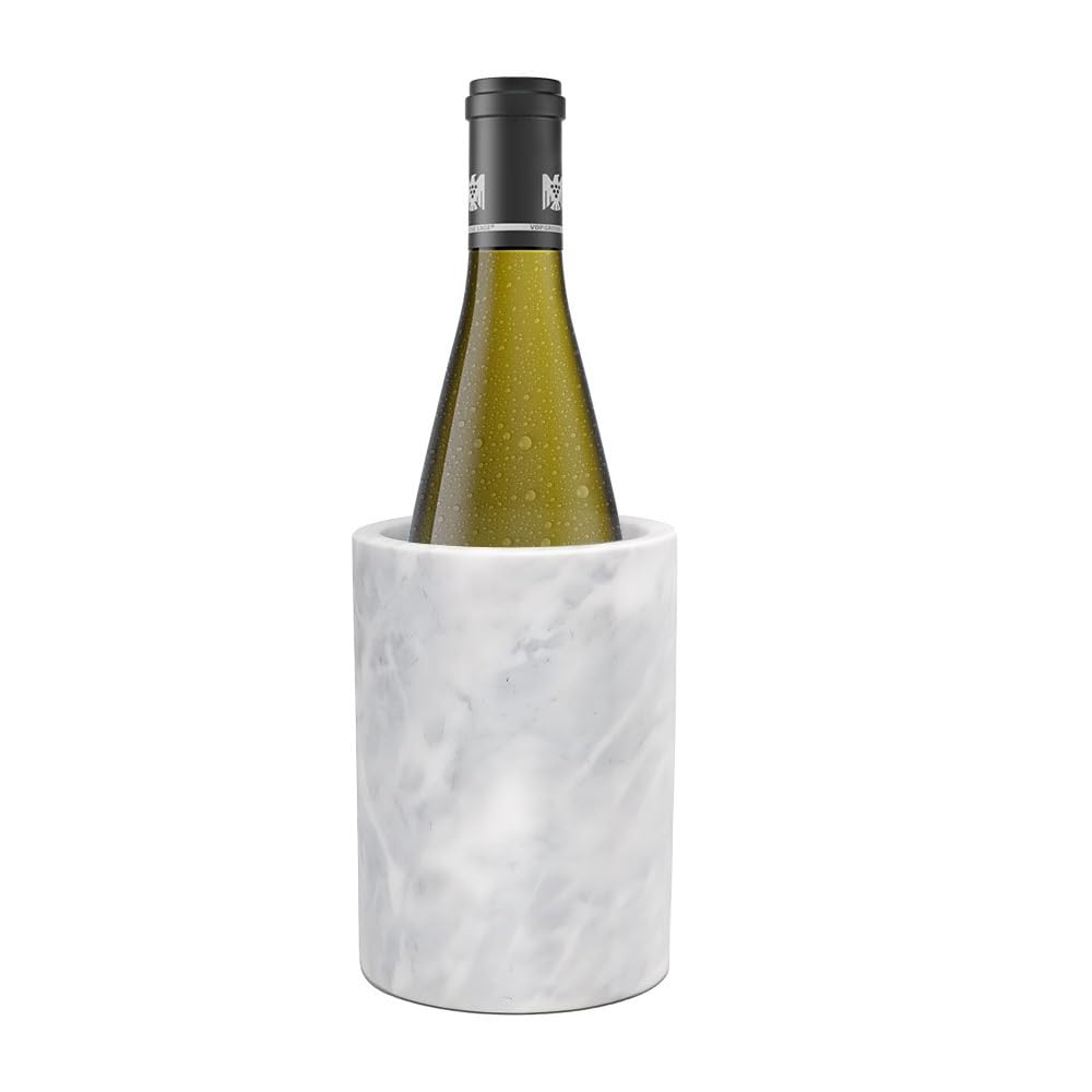 Kota Japan White Marble Stone Wine and Champagne Bottle Chiller Cooler - 7" X 5" | Elegant Kitchen Utensil Holder | Must Have Wine Chiller for Your Home | Impress Your Guests at Next Party or Event!