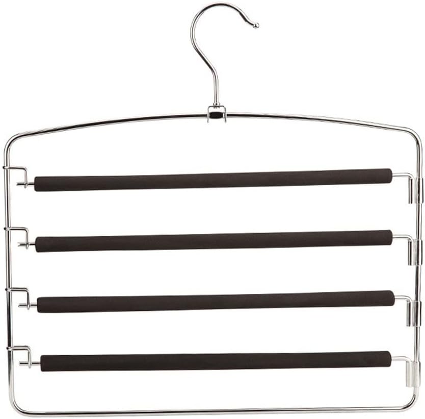5 Layers Trousers Hanger Detachable Steel Sponge Anti Slip Pants Hangers Multi-Purpose Towel Scarf Storage Hanging Rack(Black)
