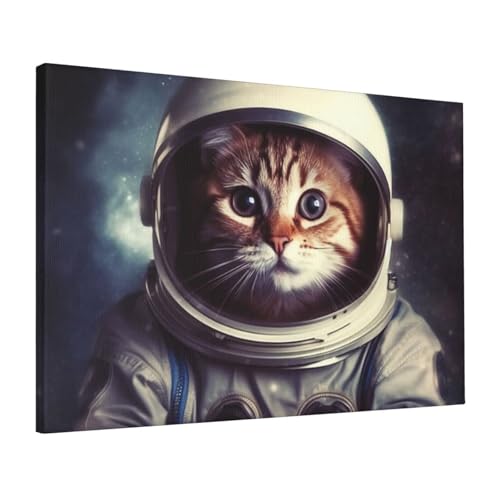 Toile chat astronaute pour décorer une chambre d'ado ou un bureau moderne