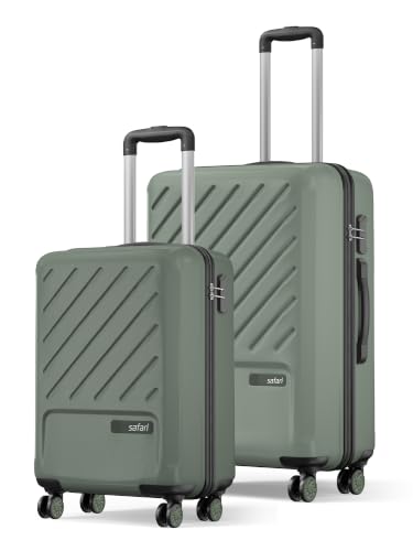 Image of Safari Symphony Set of 2 Trolley Bag Hard Case Polypropylene, 8 Spinner Wheels, 360 Degree Wheeling Carry on Luggage, Travel Bag, Suitcase for Travel, Trolley Bags for Travel, Thyme Green