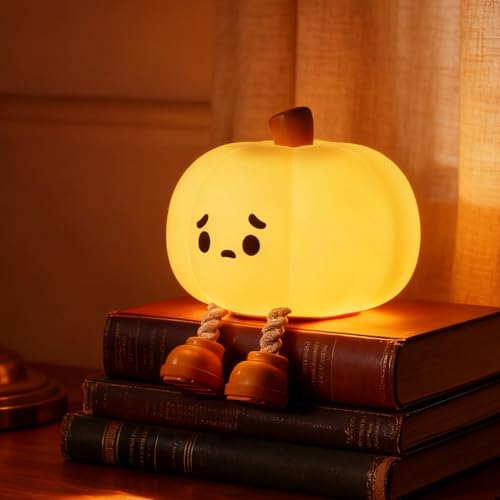 LONRISWAY Pumpkin Night Light for Kids, Rechargeable LED Desk Lamp
