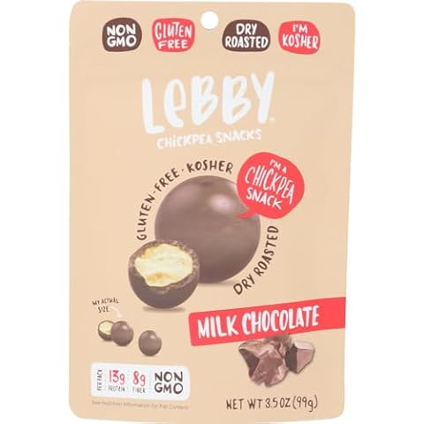 Lebby Chickpea Snacks (Milk Chocolate, 3.5 oz, 4 pack), Gluten Free, Non-GMO, High Protein and Fiber, Healthy Snack Cover