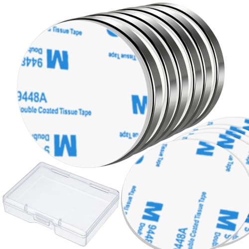 FerraDrend 6 Piezas Imanes de Neodimio Fuertes, 30 mm x 3 mm Imanes Potentes - Sin Tolerancia, con 6 Autoadhesivos, Caja de Almacenamiento, para Hogar, Escuela, Oficina