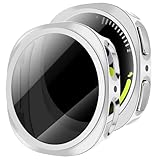 GEEDOOWIN 2 Stück Sichtschutz-Schutzhülle für Samsung Galaxy Watch 8 44 mm, harte PC-Stoßstange + HD-Anti-Beschlag-Schutzfolie aus gehärtetem Glas, Displayschutzfolie, Gesamtschutzabdeckung, Silber