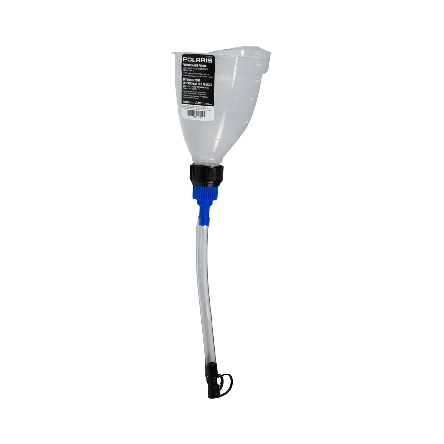 Polaris 1 Liter Fluid Change Funnel with Long Hose - Mess-Free and Controlled Pouring of Automotive Fluids, Oil, Gas - Durable Design for Easy Maintenance, Refills and Precision Pouring, Part 2830552