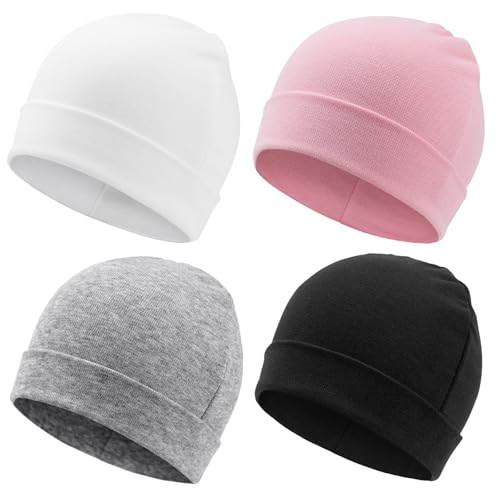 Image of AQOKKA Newborn Baby Girl Hats Big Bow Knotted Headwrap Turban Hats Infant Toddler Soft Winter Beanie Cap for Boy Girl Kid