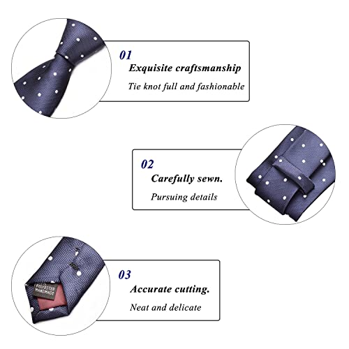 Runootpr Polka Dot Navy Blue Tie For Men Formal Necktie Elegant Wedding Party Holiday Gift #TOP3