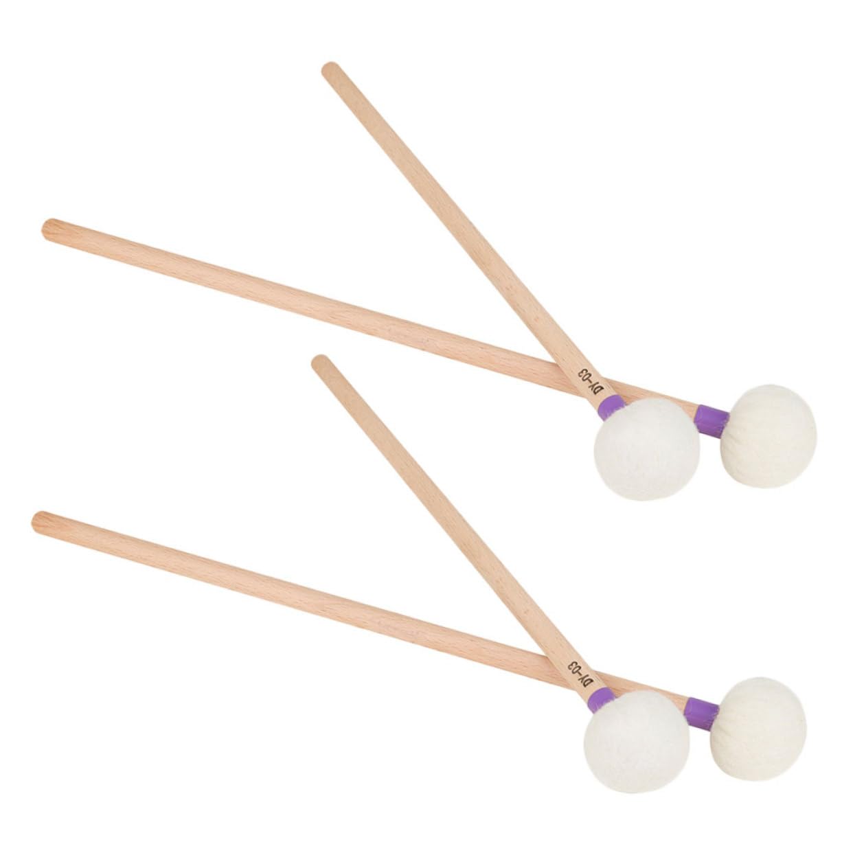 Baqueta de Percusión con Mango de Madera, Púrpura, 4 Piezas | Cabeza de Fieltro, Experiencia de Golpeo Estable y Tono Claro, para Escenarios y Timbales
