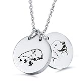 Daesar Collares Grabados,Colgantes de Cenizas,Placa de Identidad Perro Redonda Grabado Labrador Retriever Colgante Cenizas Acero Plata