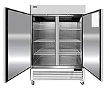 KITMA 54' Commercial Refrigerators - 2 Section Solid Door Reach in Upright Fridge for Kitchen Restaurant - Stainless Steel Fridge Beer Beverage Cooler, Food Storage, 49 Cu.Ft, 6 Adjustable Shelves (33℉-38℉)…