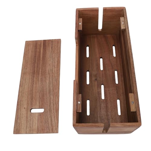 Boîte de rangement de cordon GOWENIC en bois pour bureau et multiprise
