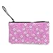 Produktbild N/C Pink Flamingo Blumen Palme Blätter niedliche Leinwand Münzgeldbörse Tasche mit Reißverschluss Handschlaufe Make-up Federmäppchen für Frauen Mädchen personalisierbar