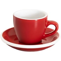 Loveramics Espresso Cup with Saucer, Ceramic Espresso Shot Cup Saucer Set, small Demitasse Cup for Espresso 80ml 2.7Oz (Red)