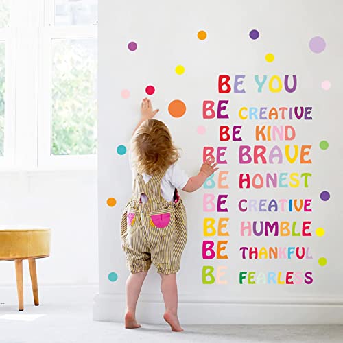 Inspirational Wall Decal Be Kind Wall Decal Be You Quotes Rainbow Motivational Lettering Quote Be Thankful, Be Brave,Be Creative Classroom Wall Decor Kids Girls Bedroom Decoration #TOP1