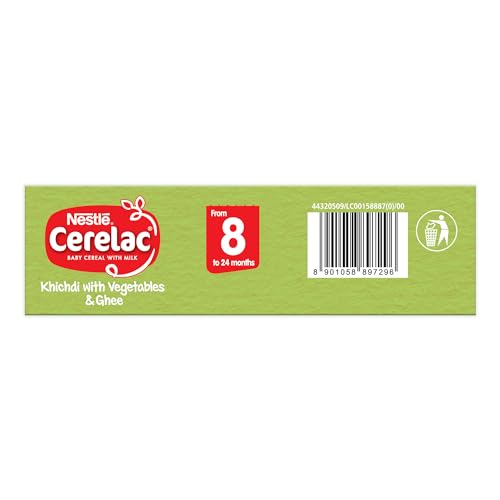 Image of CERELAC Nestle Baby Cereal with Milk, Khichdi with Vegetables & Ghee, From 8 to 24 Months,Stage 2, Source of Iron & Protein, 300g (Pack of 2)