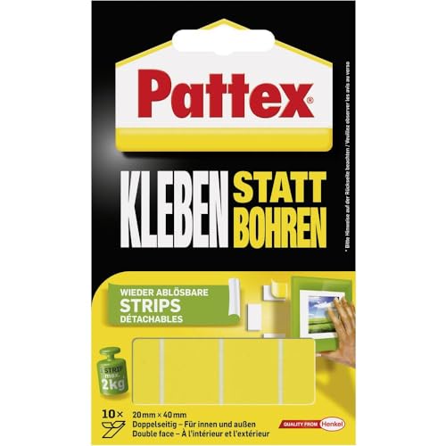 Pattex Kleben statt Bohren Klebe-Strips, 10 Streifen, Wei...