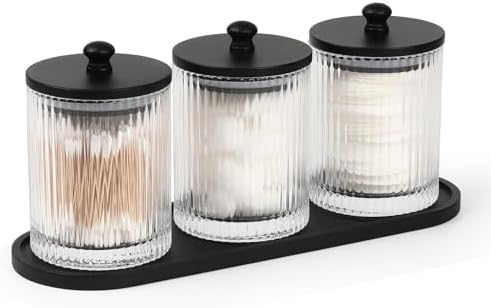 3 Pack Qtip Holder - Bathroom Organizers and Storage, Cotton Roun...