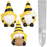 Luti Gnome Garden Décor Gift Set Bundle of 3 Piece Bumble Bee Gnomes & Rain Gauge for Outdoor Garden