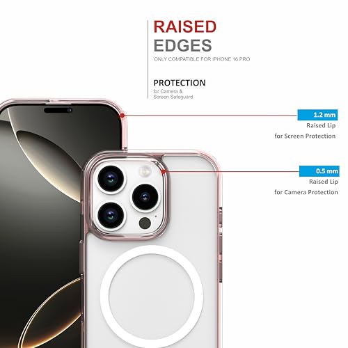 Image of for iPhone Case 16 Pro with Mag-Safe, [Anti-Yellowing Technology] [Military Grade Drop Protection] Shockproof Slim Hybrid Phone Case for iPhone 16 Pro - Crystal Pink