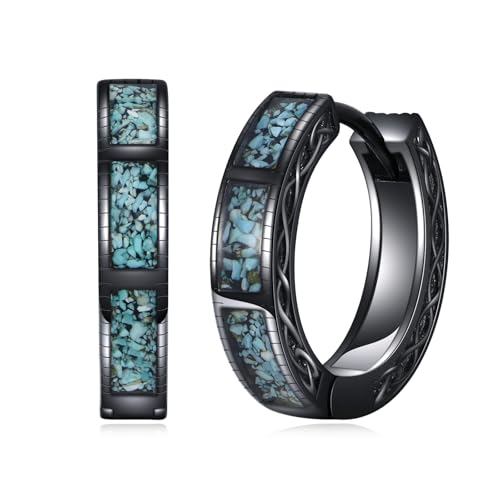 Boucles d'oreilles nœud celtique argent sterling 925 turquoise gothique