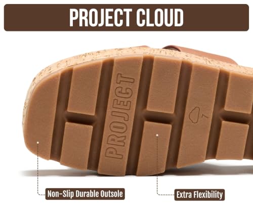 Image of Project Cloud 100% Genuine Leather Wedge Platform Sandals Women Footwear - Memory Foam Insole and Non-Slip Platform Slides for Women - Lightweight Womens Sandals (MILA)
