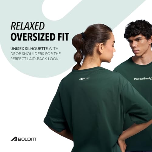 Image of Boldfit Tshirt for Man Unisex Oversized Tshirt for Woman Graphic Tees Supreme Comfort, Effortless Style Oversized T Shirt for Men, Breathable Polycotton T-Shirt for Lounging, Casual Outing, Yoga Wear