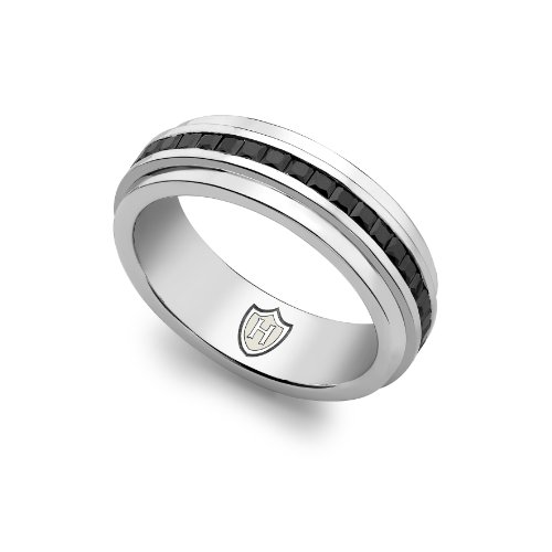 Bague homme en argent sterling 925 avec oxyde de zirconium noir taille U