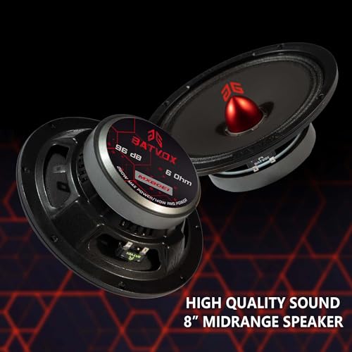 Image of MX80E1 Loudspeaker 8 Inch Midrange 560 Watts 6 Ohms Red Bullet, Premium Quality Audio Door Speakers for Car or Truck Stereo Sound System, Black (2 Speakers)