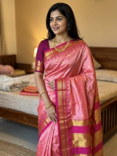 Generic pink paithani silk saree in soft silk – image 3