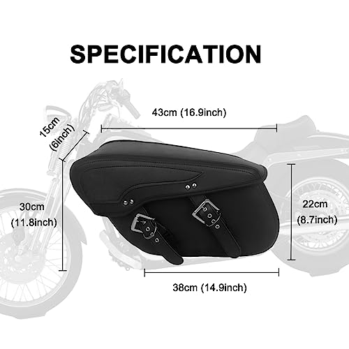 Alforjas para motocicleta, cuero sintético, 2 correas, universal para Harley, Cruiser, Bobber, Suzuki, Yamaha, Kawasaki miniatura 2
