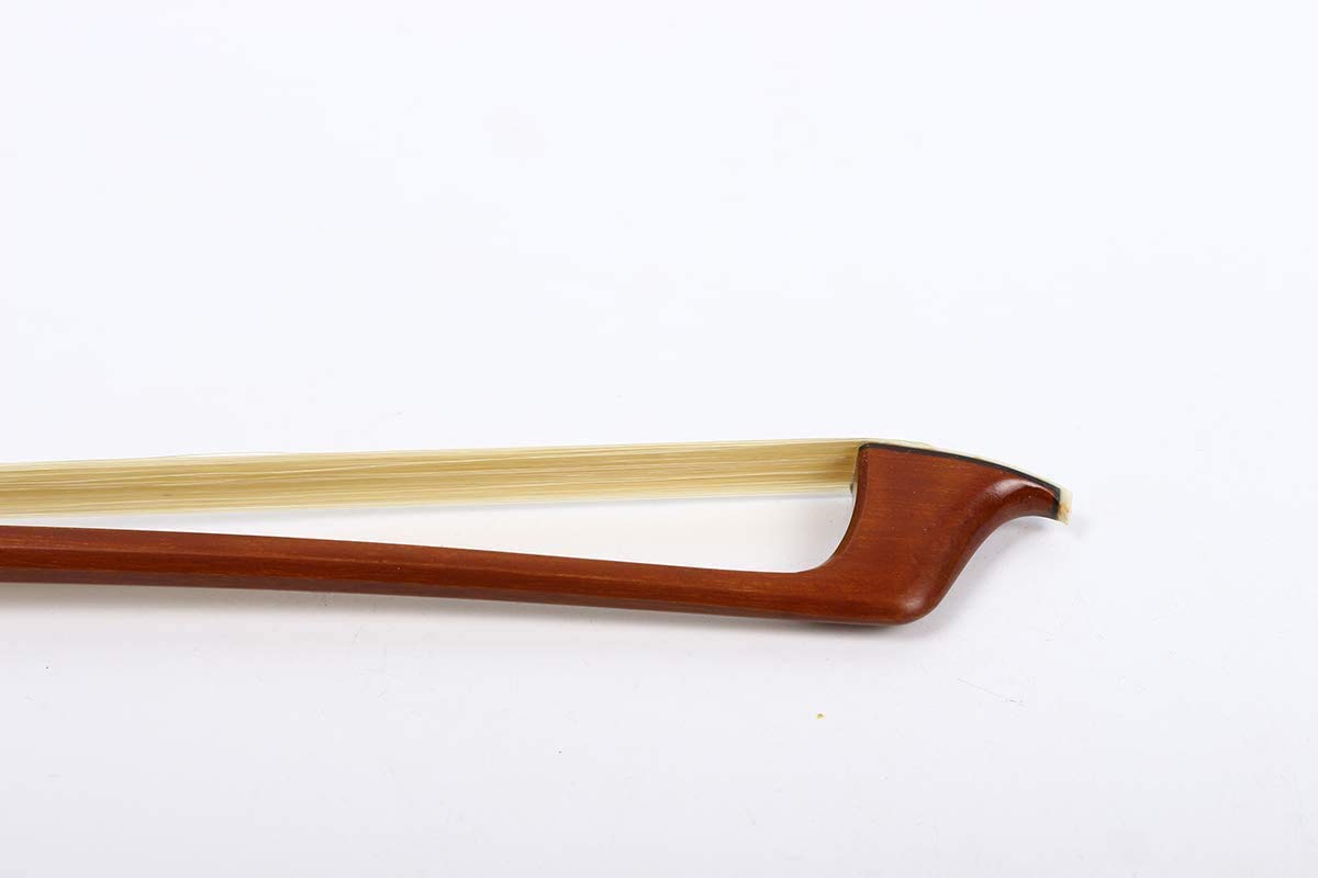 Yinfente Arco de violonchelo de madera brasileña 4/4 tamaño completo, pelo de caballo mongol natural, rana de ébano con incrustaciones circulares, hecho a mano