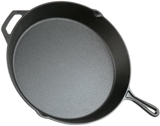 15" Pre-Seasoned Cast Iron Skillet with Handle and Lipsfor Bread, Baking,Pizza, Outdoor Cooking, Camping, Grill, Stovetop