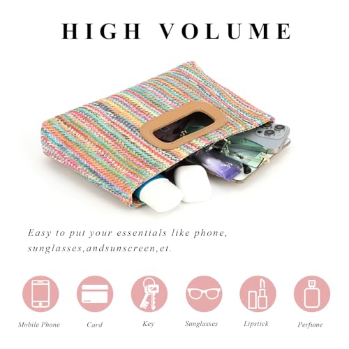 Image of Fecialy Straw Clutch Top Handle Clutch Handbags for Women Raffia Evening Bag Woven Beach Summer Bag Crossbody Purse