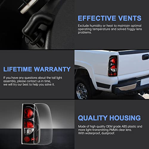 Okymotor Tail Lights Assembly Compatible With 1999-2006 Chevy Silverado 1500 2500 3500 With Classic Body Style 1999-2002 Gmc Sierra Taillights Assembly (Glossy Black/Clear) #TOP4